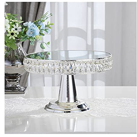Alzata per Dolci Torta in metallo europeo Stand di vetro Specchio di vetro Tavolo da dessert Pomeriggio Tè Della Cake Display Stand Wedding Pasticceria Plate Plate Cake Rack Alzata per Torta