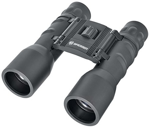 Bresser faltbares Taschenfernglas 12x32 in Dachkant-Bauart mit Mitteltriebfokussierung, hochwertiger Vergütung und Dioptrienausgleich inklusive Gürteltasche, Schwarz
