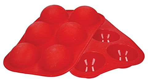KitchenCraft Silicone Chocolate Bomb Moulds, 2 Non Stick Half Sphere Moulds, Makes 6 Hot Chocolate Bombs, Red | Yields 6 non-stick half-spheres per batch; flexible material ensures easy release for cold desserts or homemade baking.