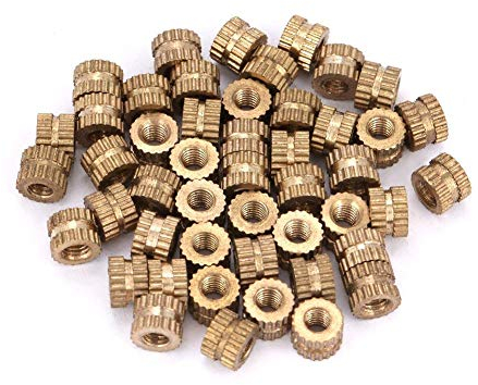50 Stück M3 gerändelte Einsatzmutter, Messing Gewindeeinsatz Einbettmuttern Sortimentssatz Zylinder Runde Eingegossene Einsatzmuttern(M3×5×5.3(50pcs))