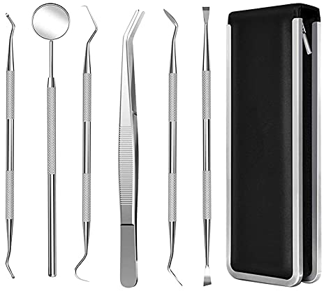 6pz Igiene Dentale Kit，Strumenti per Pulizia Denti in Acciaio Inossidabile，per Cura Orale Domestico Rimozione Tartaro