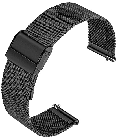 Snabbfrigörande klockrem, nätvävd metall klockarmband lås för män och kvinnor, universellt klockarmband för smarta klockor dubbelt spänne klockrem och Seiko-klockor