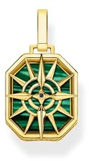 THOMAS SABO Anhänger Kompass Stern grün 925 Sterlingsilber, 750 Gelbgold Vergoldung