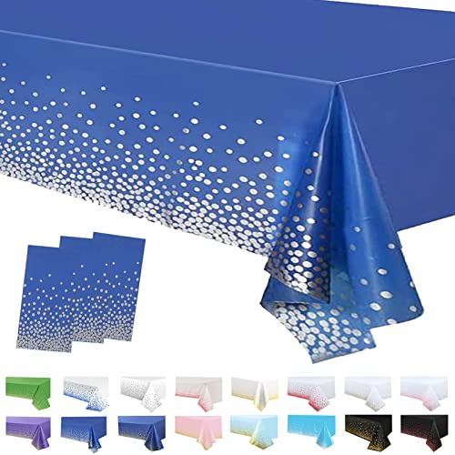 3 Stück Tischdecke Rechteckig Dunkelblau Party Tischdecke,137 * 274cm Tischdecke Mehrweg Tischdecke aus Kunststoff,wasserdichte Ölbeständig Tischdecken für Party,Picknick,Geburtstags,Hochzeiten