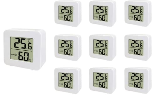 RANRAO Raumthermometer, Innenthermometer, LCD-Hygrometer, intelligentes Hygrometer, hochpräziser Sensor, Hygrometer, Temperaturüberwachung, Luftfeuchtigkeitsmesser für Zuhause, 10 Stück