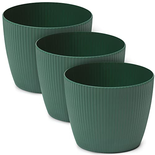 TULMERO Macetero mate, macetero de plástico, maceta decorativa para plantas grandes, juego de 3 macetas, macetero para hierbas, (3 unidades), aguacate, diámetro de 14 cm