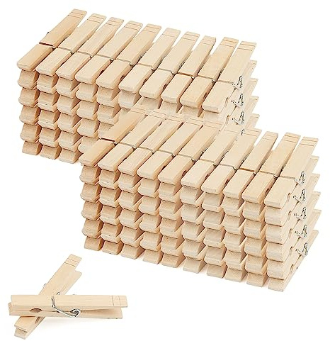 MANCHAP 100 PCS Wooden Clothes Pegs, 8.4cm Craft Wooden Clips Pegs Wood Clothespins for Clothes, Photos, Crafts Display