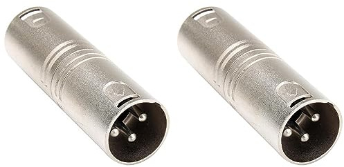 Pronomic AD-XMXM Adapter - XLR male auf XLR male - Fertig verdrahtet und einsatzbereit - Robuste Verarbeitung - Gehäuse aus Druckguss-Metall (Packung mit 2)