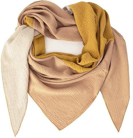 Glamexx24 Damen XXL Schal Dreieckschal Dreieckstuch Halstuch musselin Schal Poncho viele Farbkombinationen aus Baumwolle made in italy