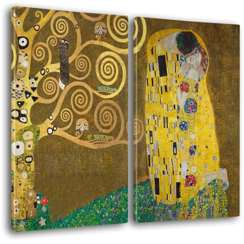 Giallobus - Große Gemälde im XXL-Format - Gustav Klimt - Berühmte Künstler - Der Kuss - Leinwand - 204x140cm | 2pcs. x 100x140cm - Moderne Gemälde für zu Hause