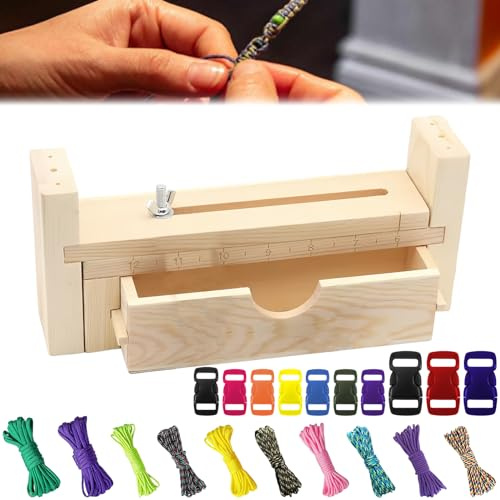 Nizirioo Paracord Jig Armband Maker: Holz Armband Hersteller einstellbare Länge Wristband Herstellen Kit Mit 10 Fallschirmschnüren Und 10 Schnallen Zum Paracord-flechten Diy-armband-strickwerkzeug