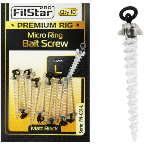 PRO FILSTAR Bait Screw mit Ring 10x26mm - Boilies & Pellets Köderschrauben | Pop Up Boilie - Angelköderschrauben - Pop Ups Rig für Angelhaken - Karpfenangeln - Angeln Karpfen Zubehör - Swivel Montage