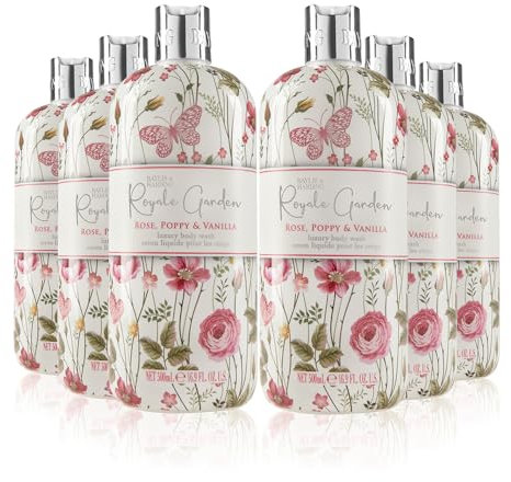 Baylis & Harding Royale Garden Rose, Poppy & Vanilla Body Wash 500ml (Pack of 6) - Vegan Friendly