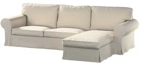 dekoria Ersatz für Bezug für Ektorp 2-Sitzer Sofa mit Recamiere Sofahusse passend für Modell Ektorp Hellbeige