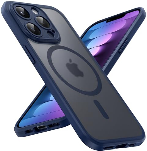 TOCOL für iPhone 13 Pro Max Hülle, Kompatibel mit MagSafe, Matt Tiefblau | Eingebauter Magnetring, Vollständiger Kameraschutz, Militärschutz Stoßfest Kratzfest Haltbarkeit, Durchscheinend Rückseite