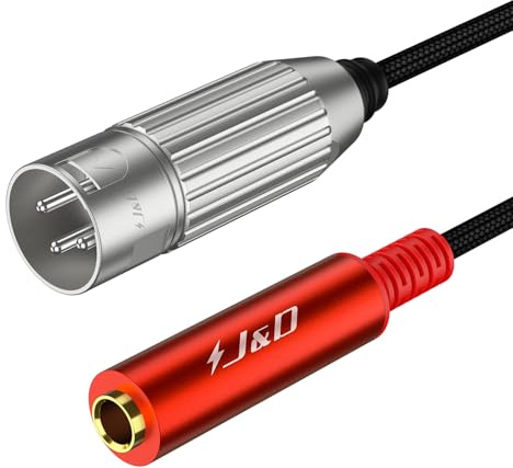 J&D 1/4 Weiblich auf XLR Männlich Stereo Audiokabel, Symmetrisches Quartal Inch TS/TRS zu XLR 3-Pol Interconnect-Kabel, Nylonummantelt, 0,3 m, Rot
