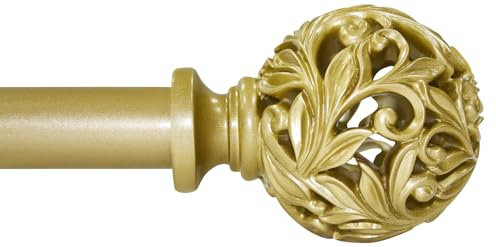 Schwere Gardinenstange Gold 90-223cm verstellbar, Ø2,54cm für Ösenvorhänge – Extra stabile Vorhangstange mit Design – Inkl. Montage (Ycolnaefllr)