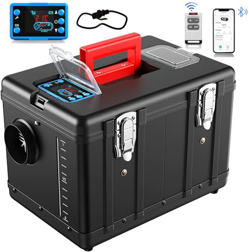 YIDON Standheizung 8KW, 12V /24V DC Dieselstandheizung, APP Bluetooth Fernbedienung, LCD Display,Thermostat Heizung, Diesel standheizung mit Schalldämpfer, Dieselheizung Garage mit 5 L Kraftstofftan
