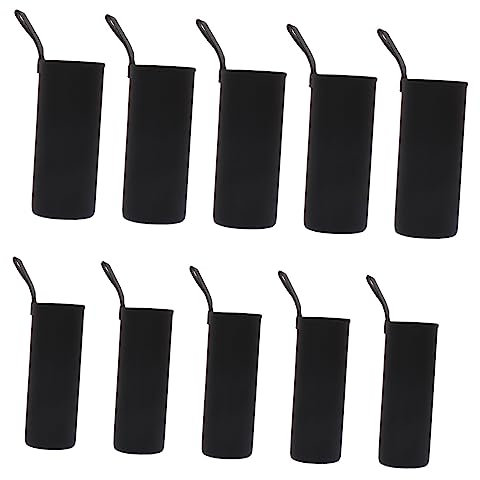 BESPORTBLE 10 Pièces Ensemble de Tasses à Eau en Verre Chaud Carton Bouteille Thermique Housse Gourde Bouchon Bouteille Manchons de Bouteille couvertures pour Bouteille Tissu de plongée Black