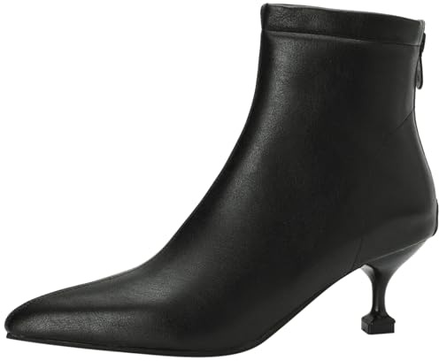 XIEPP Bottines pour femme avec bout pointu - Bottes courtes avec fermeture éclair et talon fin, Noir , 39 EU