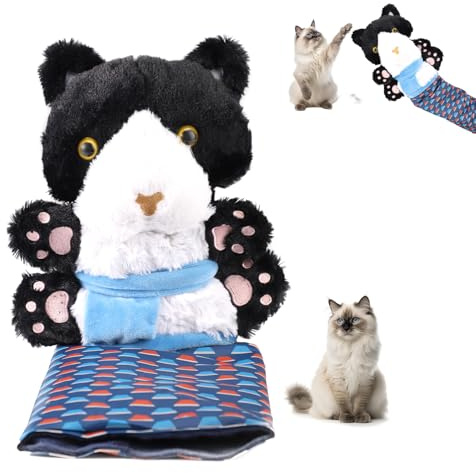 Lyreh Guanto Lotta Gatto, Carino Lottatore di Marionette Interattivo Gatti Marionette da Mano Gattini Giocattoli Peluche per Animali per Gattini Esercizi di Addestramento