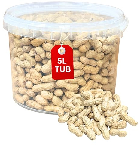 Beewarm Premium Wild Bird Food – Peanuts in Shell for Garden Birds – High Energy Wild Food- Bird Feed For All Species (5L Tub, Peanuts in Shell)