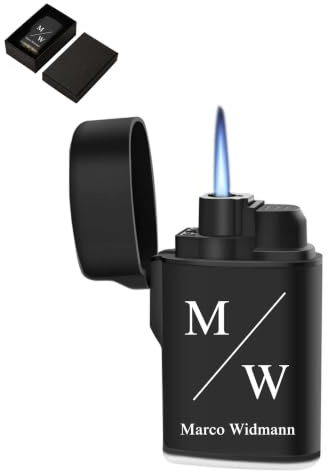 EKM Living Feuerzeug personalisiert mit Wunschname & Initialen - Wunschtext - Individuell - Sturmfeuerzeug mit UV-Druck - nachfüllbar - langlebig - Geschenk für Männer