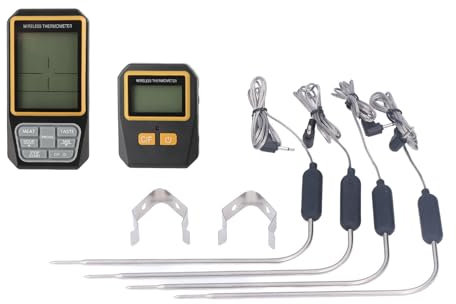 Wireless BBQ Thermometer, Digital Remote Kitchen Meat Cooking 328ft Range 4 Probes CH-216, with Wide Temperature Range, Remote Monitoring, for Grill, Oven, Kitchen