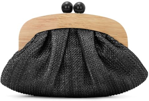 Ynport Crefreak Bolso de Mano de paja Tejida para Mujer - Elegante Bolso de Noche de Ganchillo, Bolso Bandolera de Playa de Verano para Bodas y Fiestas