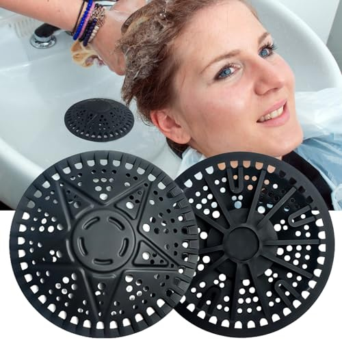 iAnomla 2 Stück Schwarze Duschablaufabdeckungen, Drainstrainer, Haarfänger für Duschwand, 14 cm, Wiederverwendbare Badewannen-Abflussabdeckung, Silikon-Abflussschutz, Badewanne, Waschbecken