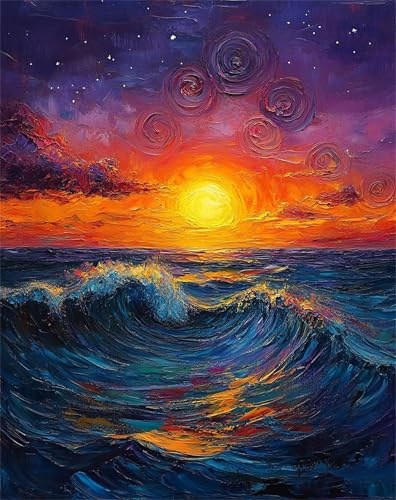 Kit de Pintura por Números Adultos con Marco 80x110cm Playa Cuadros para Pintar por Numeros, Manualidades Relajantes, Incluye Pinceles y Pinturas Acrílicas, Decor Hogar, Regalo Cielo estrellado F-221