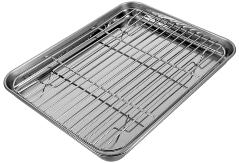 Bandeja para Hornear con Rejilla, Juego de 2 Piezas, Acero