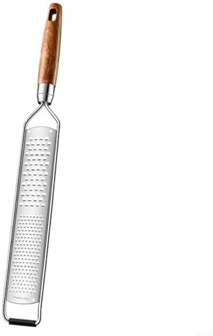 Rallador de queso resistente con cuchillas finas y gruesas de acero inoxidable para cáscara de limón, ajo, chocolate, frutas y verduras, agarre cómodo y cubierta protectora (1 unidad)