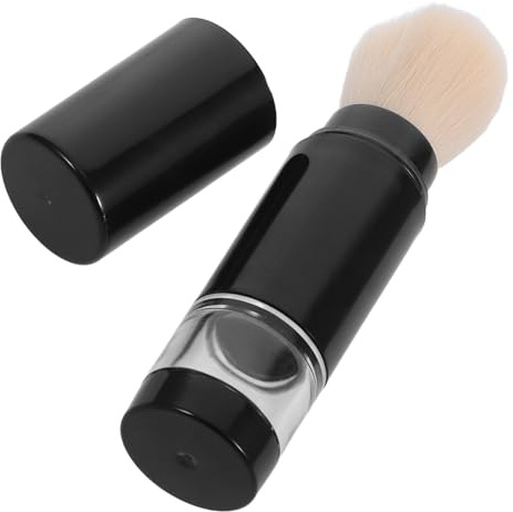 Healifty Portable Spray Applicator Brush for Face Blush with Refillable Loose Powder Bottle, Plastic Material, Easy to Carry for Daily Makeup and Party Looks, Black Colour