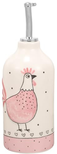 Ciieeo Ölspender aus Keramik mit Hahn Relief, Weißer Essig Dosierer für Ostern, Keramikflasche inklusive Edelstahl Ausgießer, Dekorative Ölflasche für die Festtafel, 1 Stück
