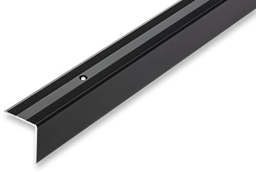 NALine® Treppenkantenprofil 30 x 32 x 1700 mm Treppenwinkel schwarz gebohrt inkl. Montageset Treppenkantenprofil Alu Winkel