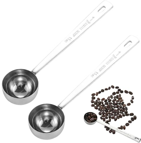 PHYNDR 2 Cucharas Dosificadoras De Acero Inoxidable Para Café, 15 Ml, Mango Largo, Para Café, Té, Cacao, Especias, LíQuidos E Ingredientes, Accesorios Para Café