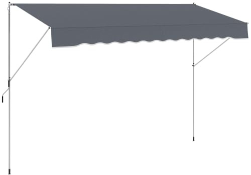 Outsunny Toldo Manual Retráctil 4x1,2 m Altura Ajustable Gris Oscuro | 170-280 cm, Toldo Exterior Terraza Enrollable, con Manivela, Anti-UV e Impermeable, Sin Taladro, para Balcón, Jardín