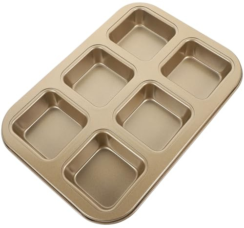 VICASKY Moule à Carré Mini 6 Cavités en Acier Carbone Antiadhésif Résistant la Chaleur, pour Cuisson de Pains et Pâtisseries, Ustensile de Cuisson pour Four et Boulangerie
