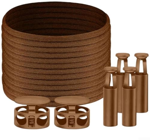 Rackumic Skosnören utan knytning med metallspänne för vuxna och elastiska lås för sportskor stövlar fritidskläder installera säker passform föräldrarlista (brun)