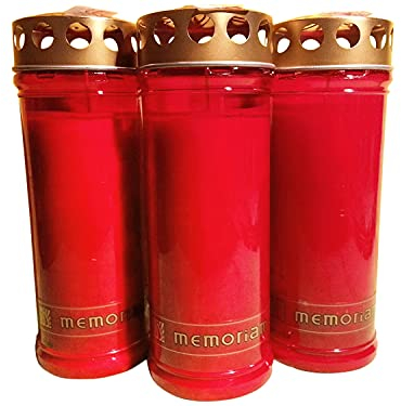 Kompositionsöllicht Memoriam Nr. 633 mit Deckel (20 Stück) - weiß oder rot - Grabkerzen, Grablichte, groß … (rot)