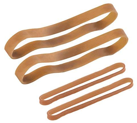 60 Pieces Rubber Bands Set, Large Elastic Bands for Office Home School Supplies, 100 by 5 mm, 160 by 10 mm, Dark Yellow