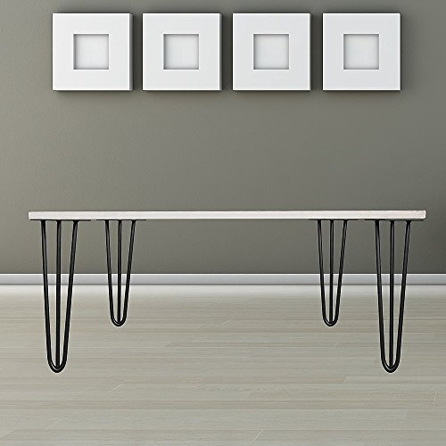 Melko Hairpin Legs Tischbeine 4-teilig 30 cm 3 Streben 12 mm Stahl Schwarz | pulverbeschichtet gegen Rost, inkl. Bodenschoner und vorgebohrten Montageplatten, ideal für niedrige Tische und Bänke
