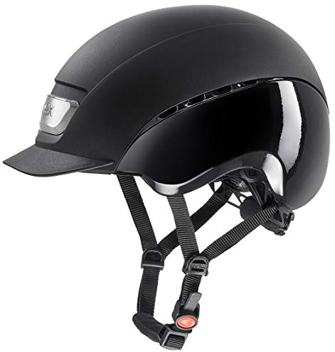 uvex elexxion pro - robuster Reithelm für Damen und Herren - individuelle Größenanpassung - optimale Belüftung - Black matt-Black Shiny - 55-56 cm