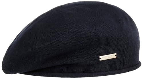 Seeberger Rollrand Baskenmütze Damenmütze Sommermütze Mütze Baske Damenbaske Indoormütze (Ink Blue)