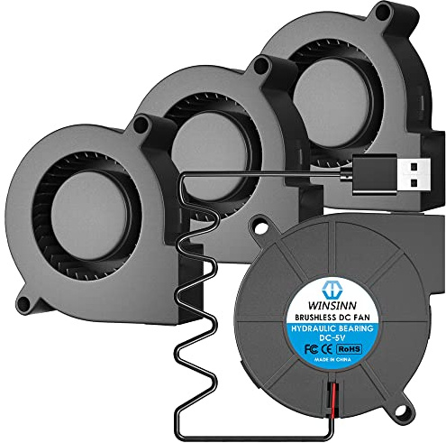 WINSINN Ventilador USB de 50 mm 5 V 5015 50 x 15 mm, turbina turbo sin escobillas (paquete de 4 unidades)
