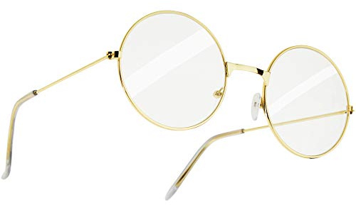 dressforfun 303428 Runde Retro Brille mit goldenem Rahmen, ohne Stärke, Einheitsgröße, ideal zum Verkleiden, z.B. als Weihnachtsmann