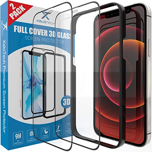 XeloTech 3D Schutzglas für iPhone 12 MINI - Mit verstärktem 3D Rand - 2 Stück - 9H+ Höchster Härtegrad