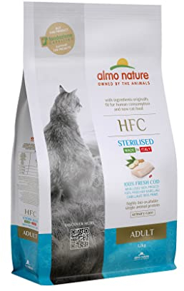 Almo Nature HFC sterilisiertes Katzenfutter für ausgewachsene Katzen, mit 100 % HFC Frische-Dorsch, 1,2 kg Beutel