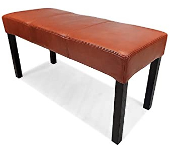 Quattro Meble Braunes 100% Echtleder Sitzbank Leder Hocker Sitz Bank Polsterbank Rindsleder Leder Antique Tabac (75x40x H-50 cm)